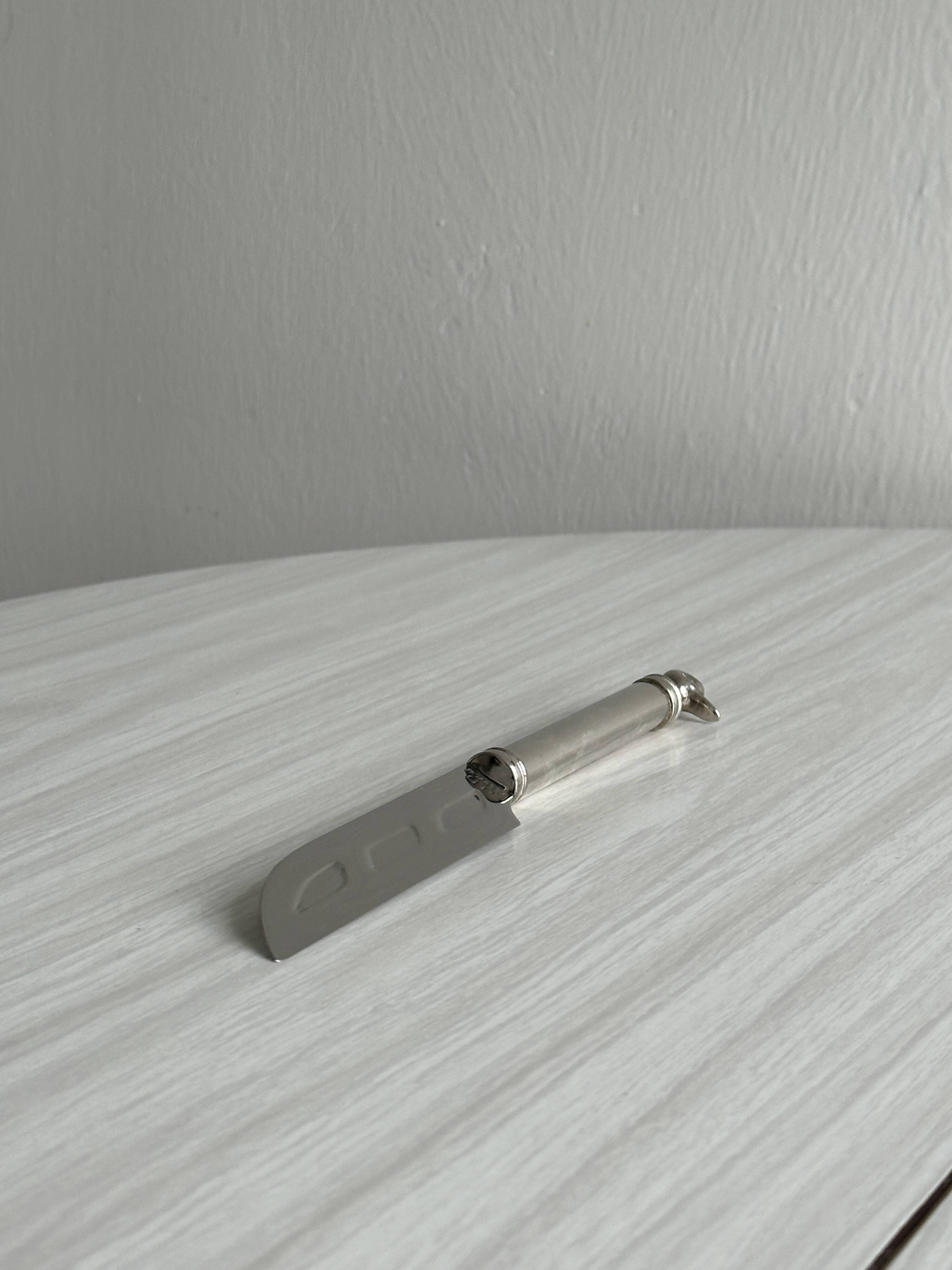 Stainless steel foie gras knife, duck decor handle