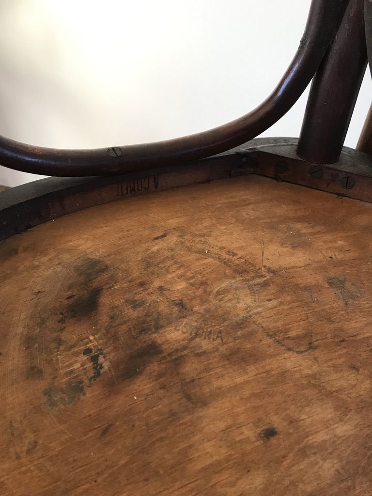 Set of 4 bistro chairs in curved wood of beech Luterma 30s