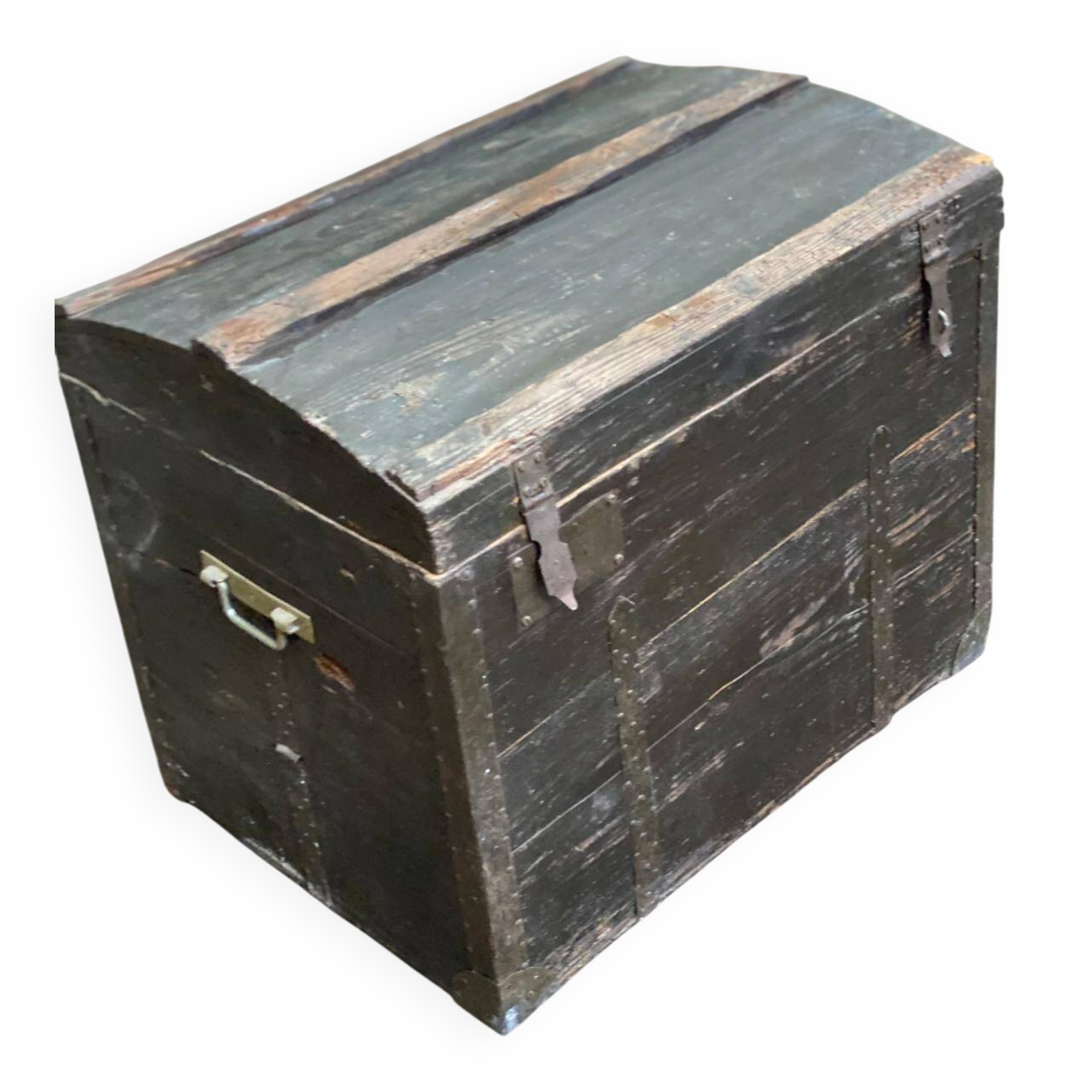 Malle bombée vintage en bois du XIXème