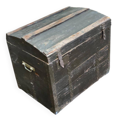 Malle bombée vintage en bois du XIXème
