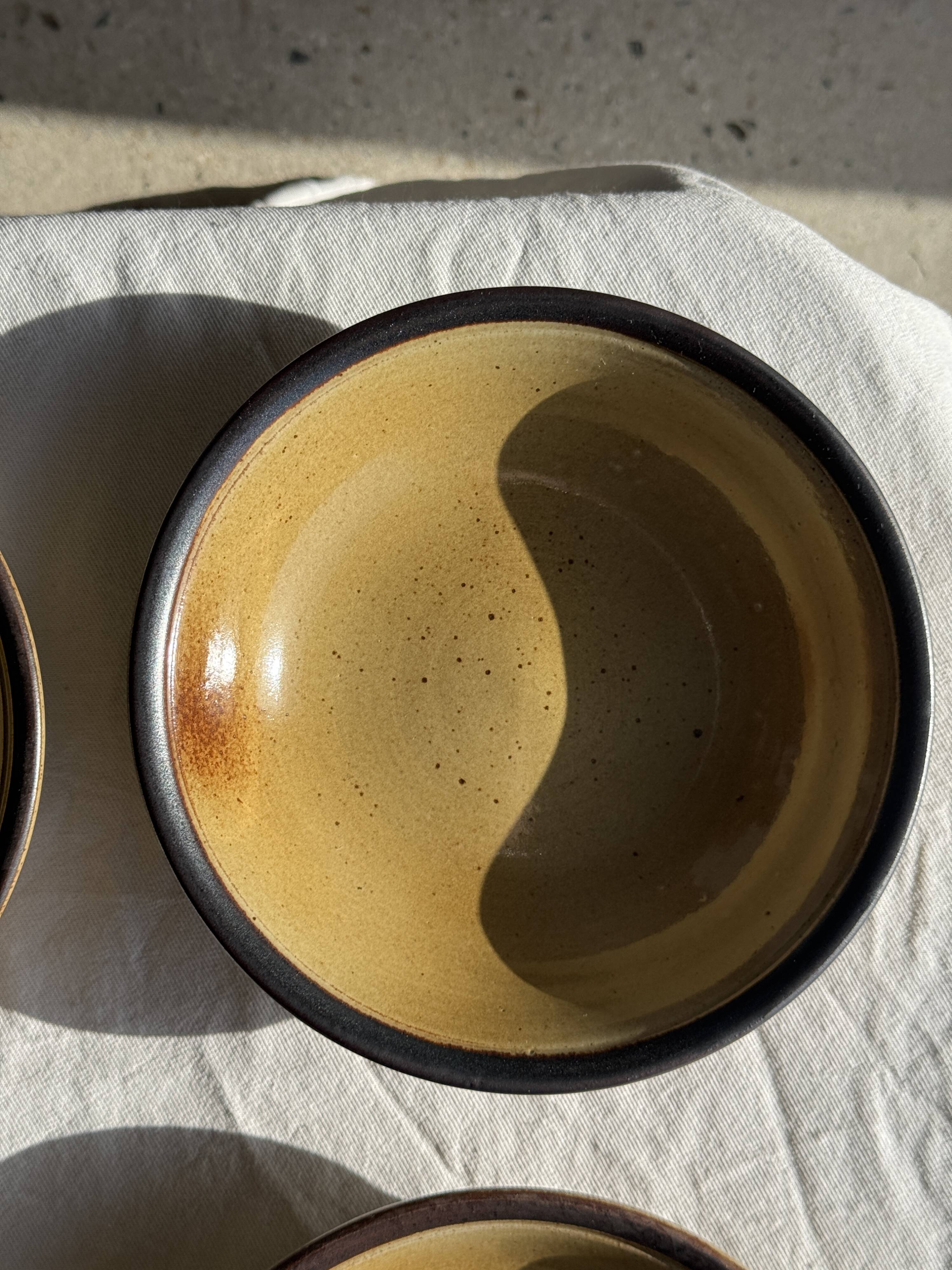 Set of 8 brown-rimmed stoneware deep plates Atelier Saint Simon D19.5