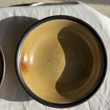 Set of 8 brown-rimmed stoneware deep plates Atelier Saint Simon D19.5