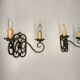 Pair of old wrought iron sconces patina green and gold - 2 lights