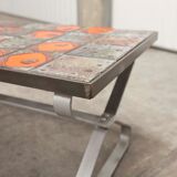 Seventies iron and ceramic coffee table