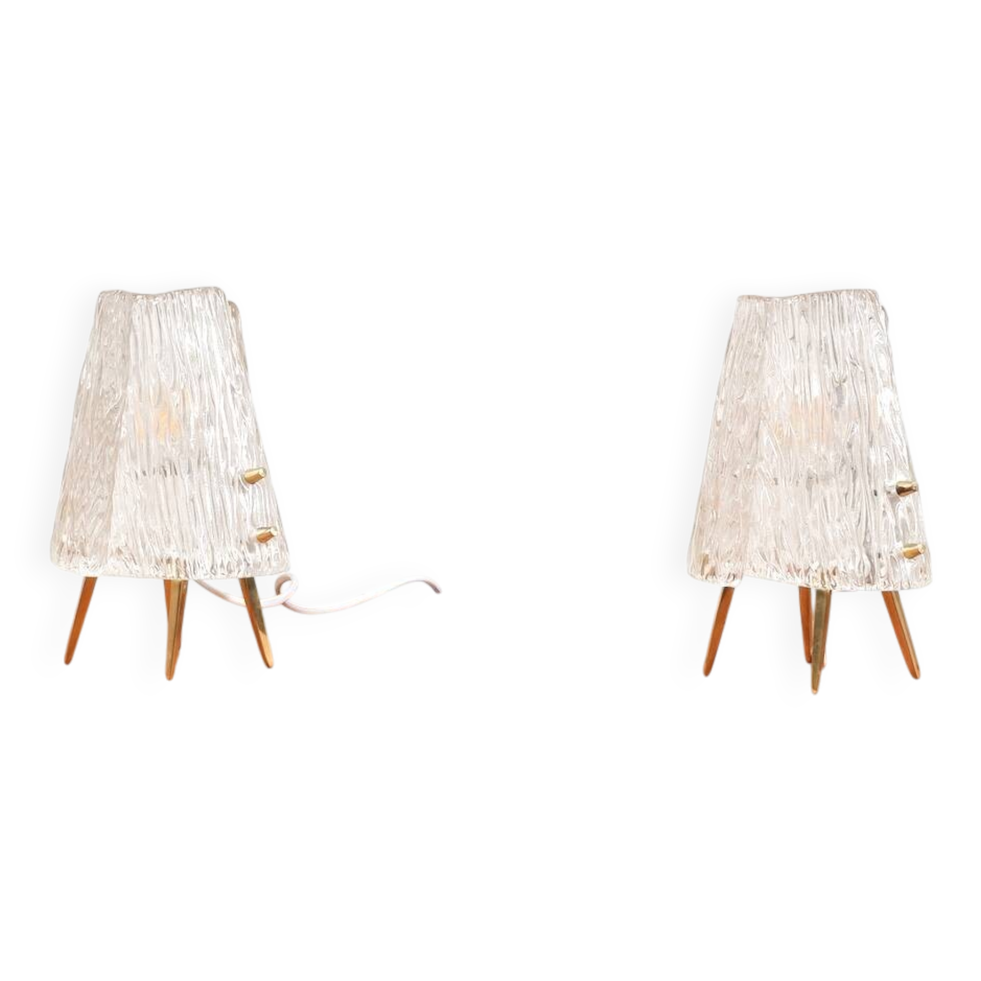 Pair of glass desk lamps by J.T. Kalmar