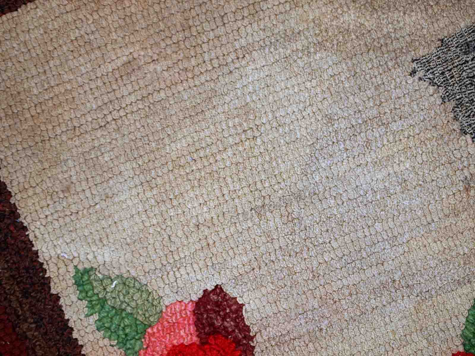 Old American Carpet Hooked handmade 78cm x 138cm 1920s, 1C705