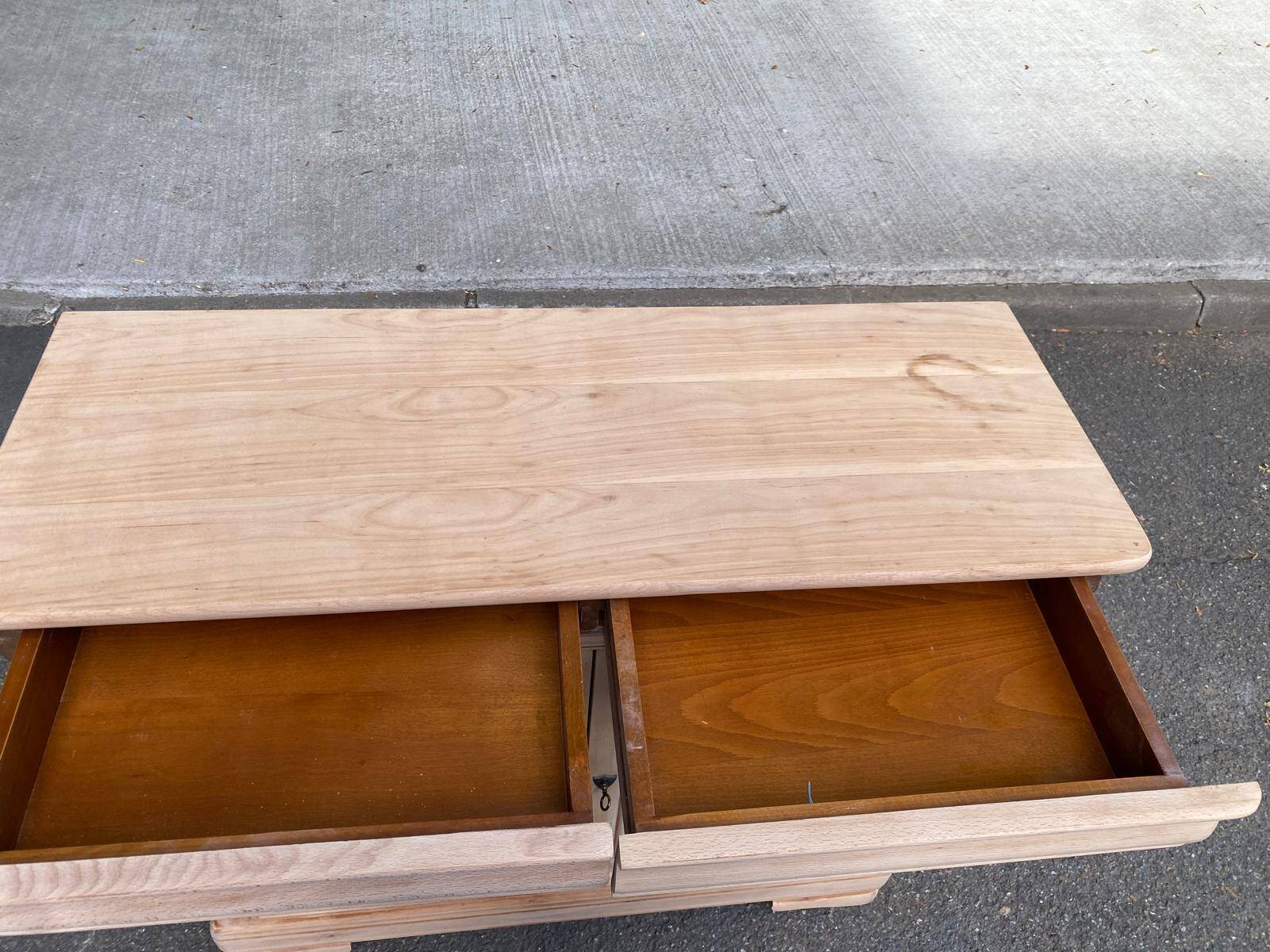 Louis Philippe buffet with 2 drawers and 2 doors, stripped wood from the 2000s.