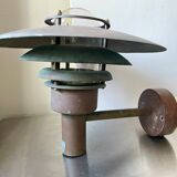 Pair large classic danish mcm outdoor wall lamps in  copper