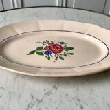 Pale pink oval dish and flowers digoin sarreguemines 30s-40s