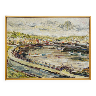 Oban Harbour, Scotland, 1977 – Oil painting by Alexander Michael