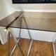 Smoked glass and chrome metal desk by Milo Baughman for Rochebobois