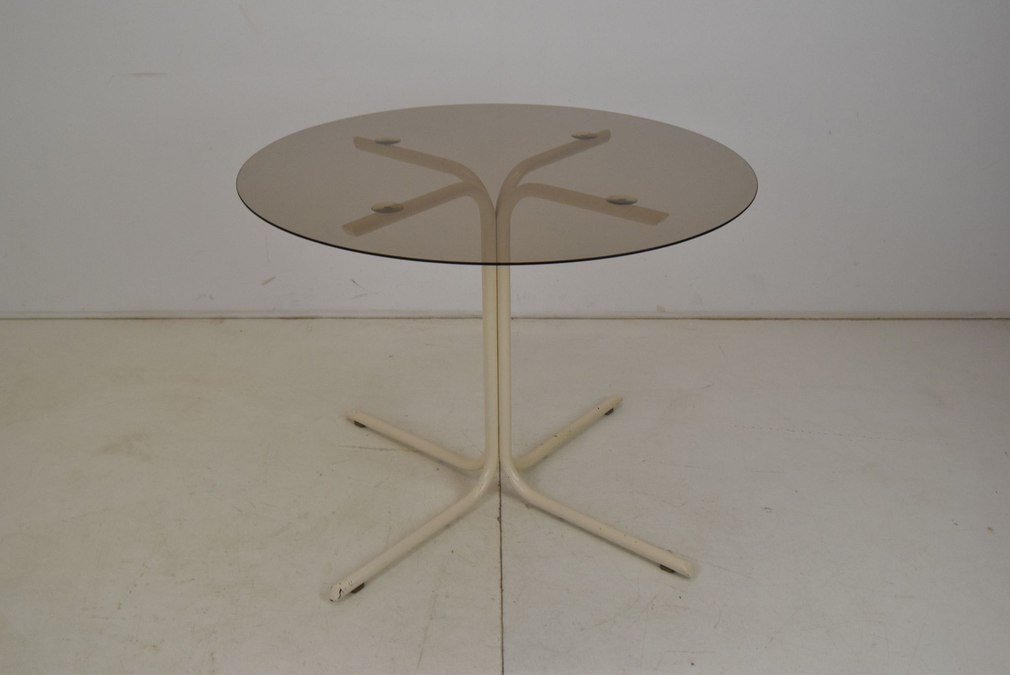 Round dining table,Metal and Glass,1970's.