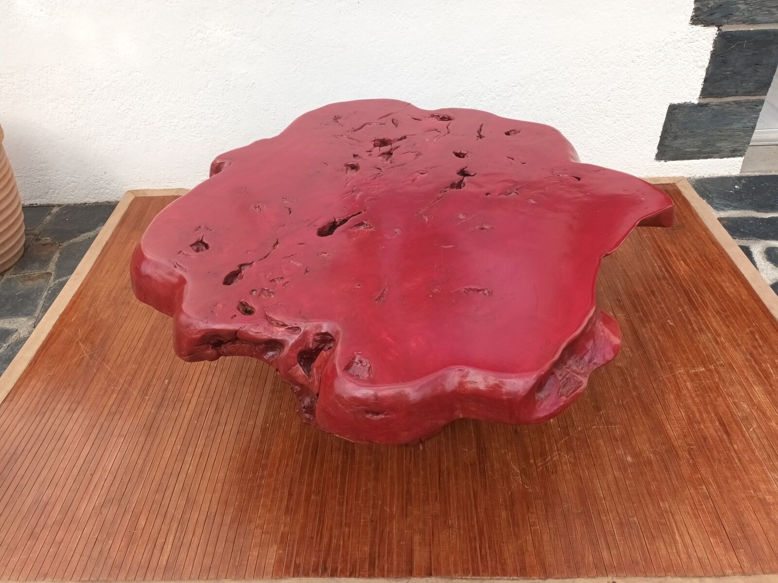 Brutalist coffee table magnifying elm