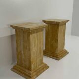 Pair of Art Deco Travertine Columns, Italy, Elegant Design, 1940s