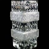 Vintage glass vase, block vase, textured surface, relief decoration