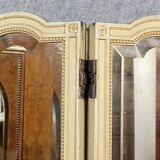 Very large Louis XVI style mirrored screen in lacquered wood circa 1860-1880