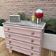 Pink wood and marble chest of drawers, 1950s