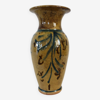 Glazed terracotta vase signed h28cm