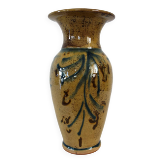 Glazed terracotta vase signed h28cm