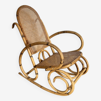 Rocking-chair en rotin modèle adulte