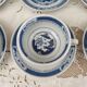 Set of 8 tea cups and sub-cups décor blue Asian landscape