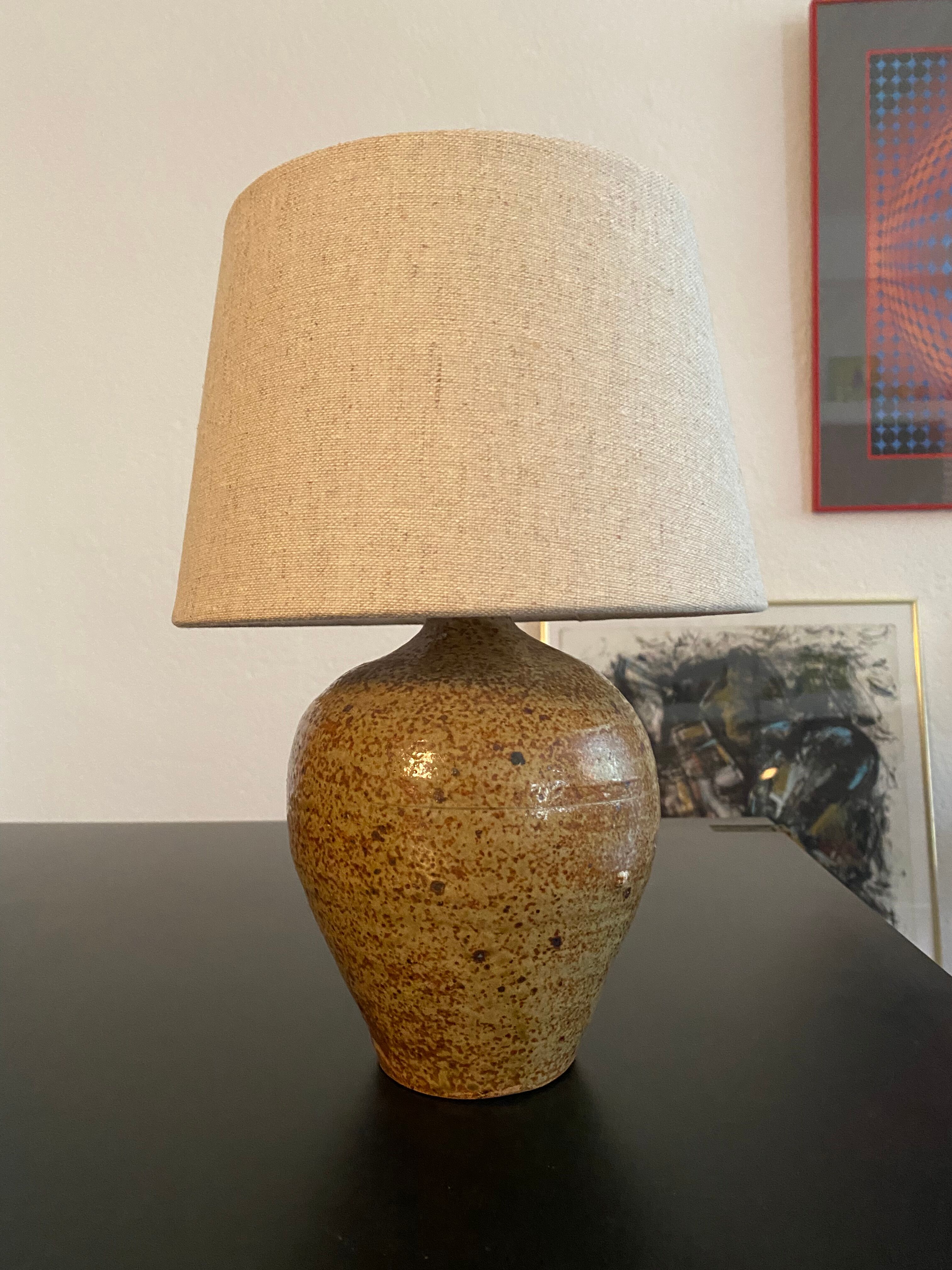 Vintage pyrity stoneware lamp