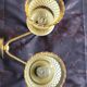 Applique murale vintage années 50, 2 bras de lumière, métal,  laiton et tulipe verre opaque