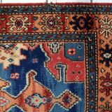 Vintage 1950s German tribal style wool rug, geometric medallion, 84cm x 180cm