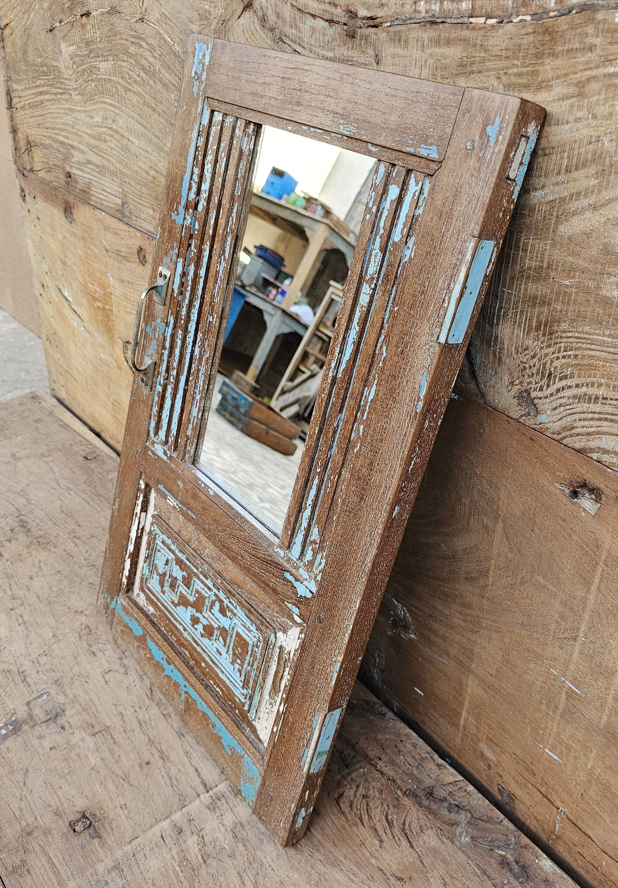 Burmese teak window mirror