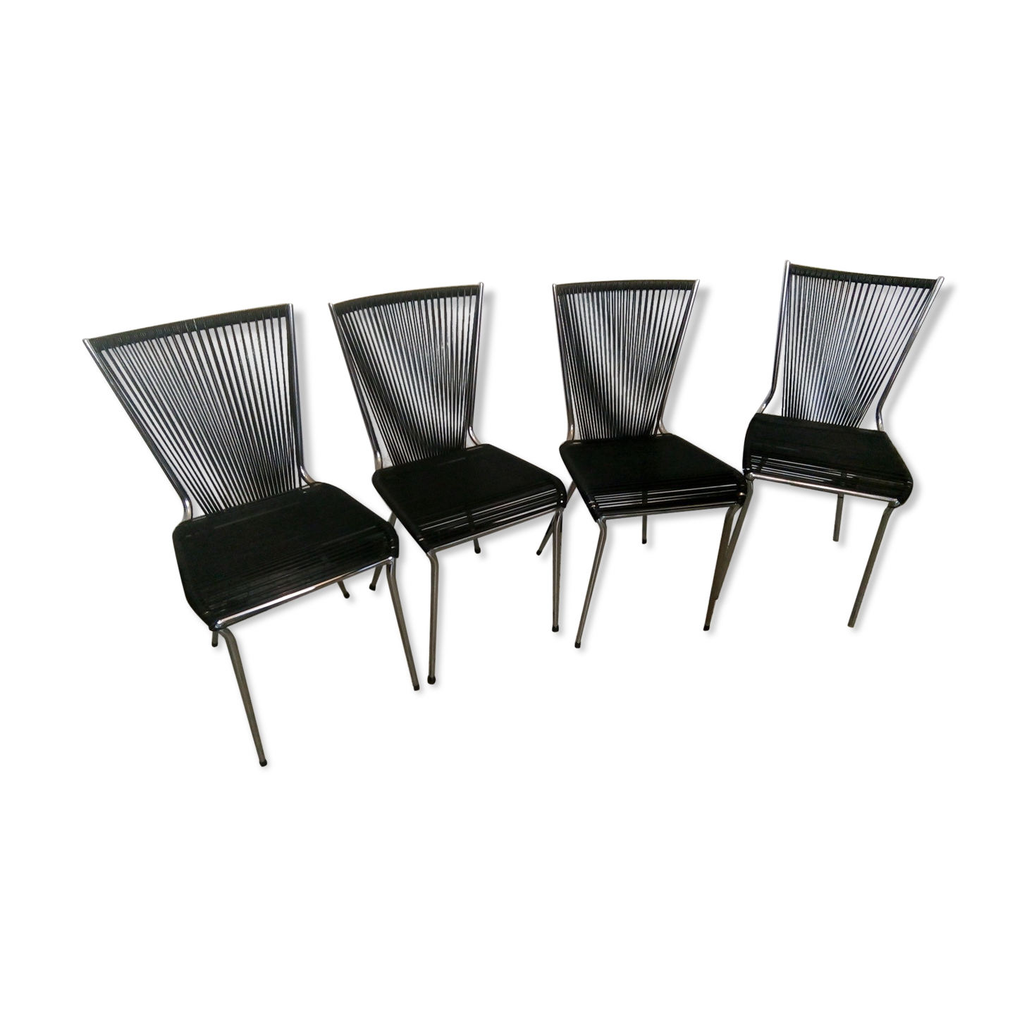 Set of black scoubidou chairs