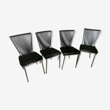 Set of black scoubidou chairs