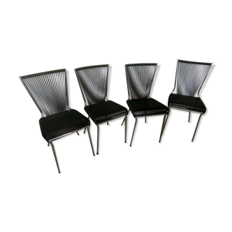 Set of black scoubidou chairs