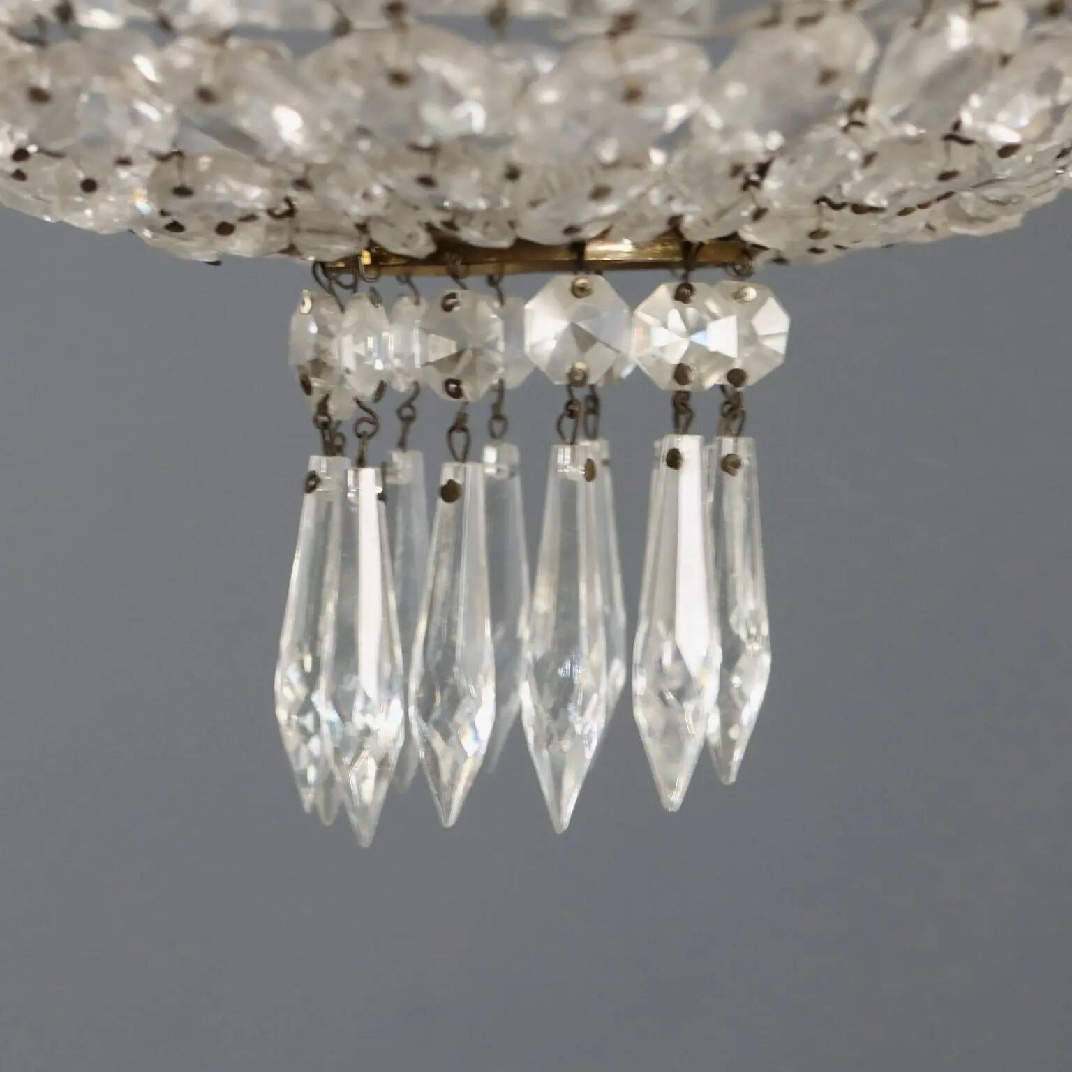 Antique metal and glass chandelier, Italy, 19th century