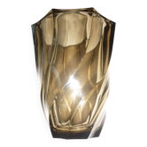 Vintage dark smoked glass vase