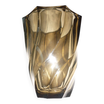 Vintage dark smoked glass vase