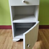 White night table with grey marble top