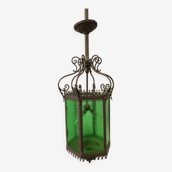 Lantern of vestibule in bronze and patinated brass XX century