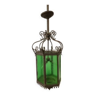 Lantern of vestibule in bronze and patinated brass XX century