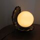Black ceramic shell lamp and white opaline ball 1970