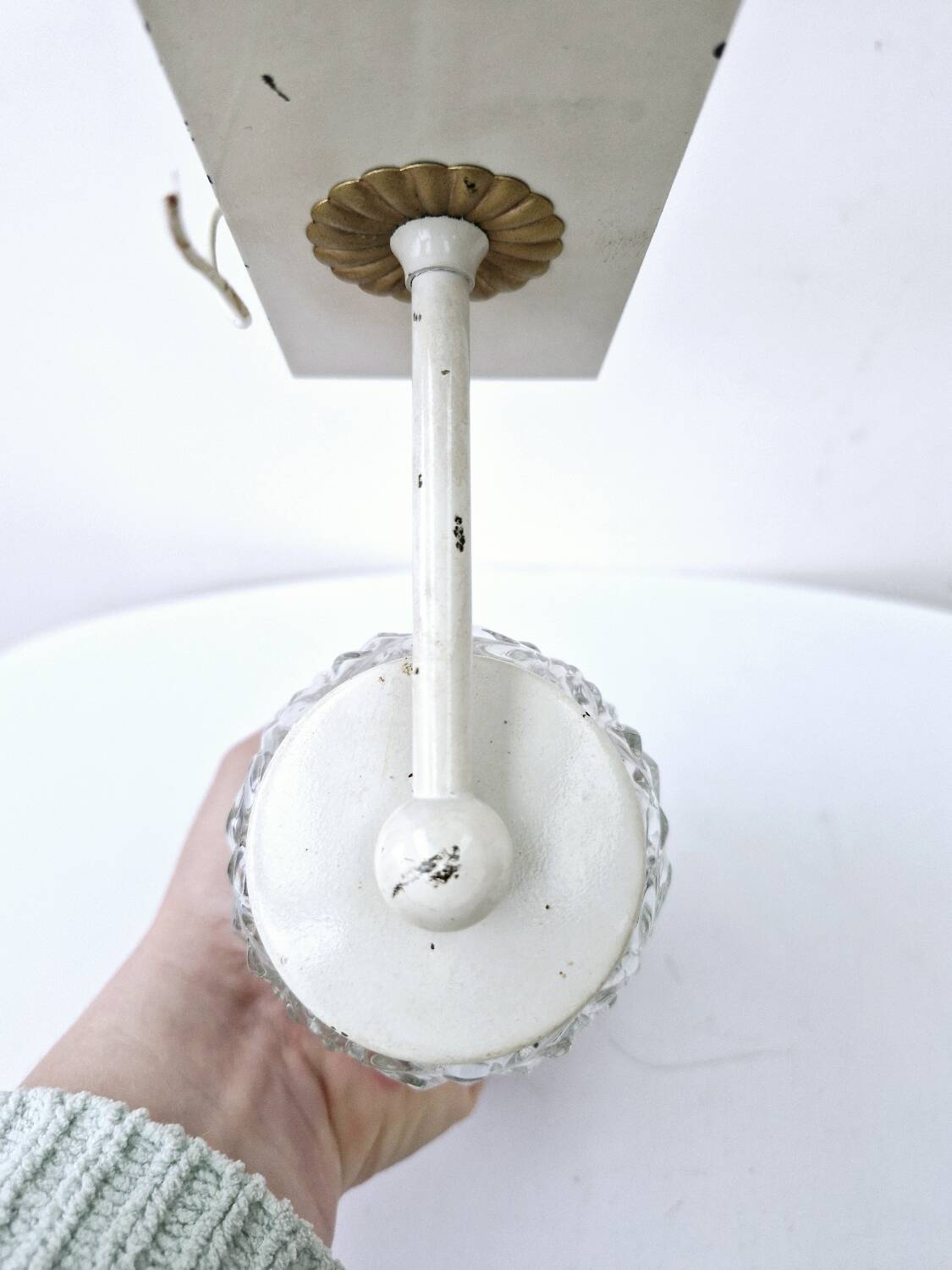 Pair of Vintage Molded Glass Metal Wall Sconces Signed Cervin Functional