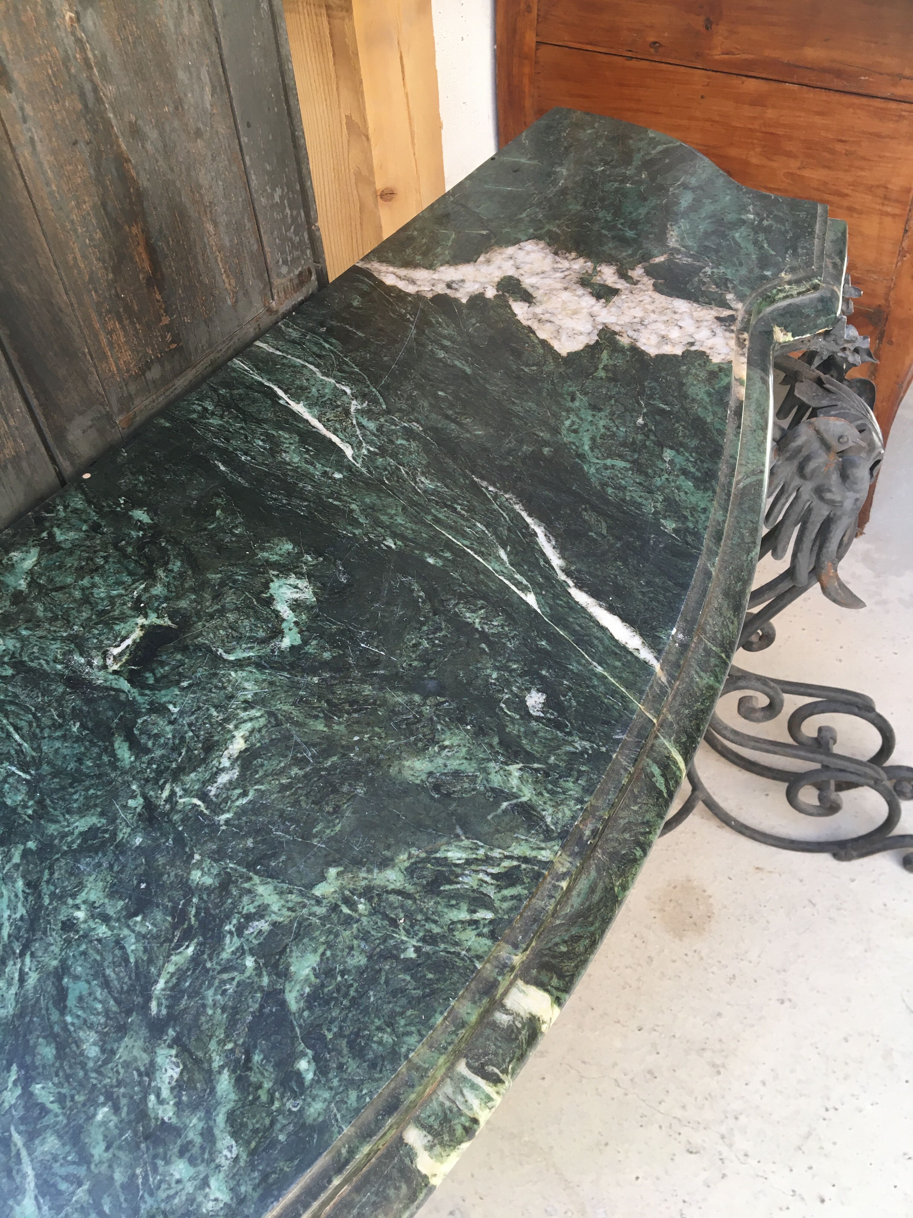 Iron console on marble
