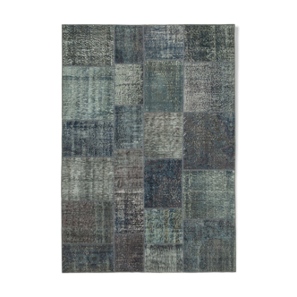 Tapis turc tissé à la main 170 cm x 242 cm gris patchwork