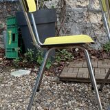 Chaises Formica jaune  pieds compas 1950