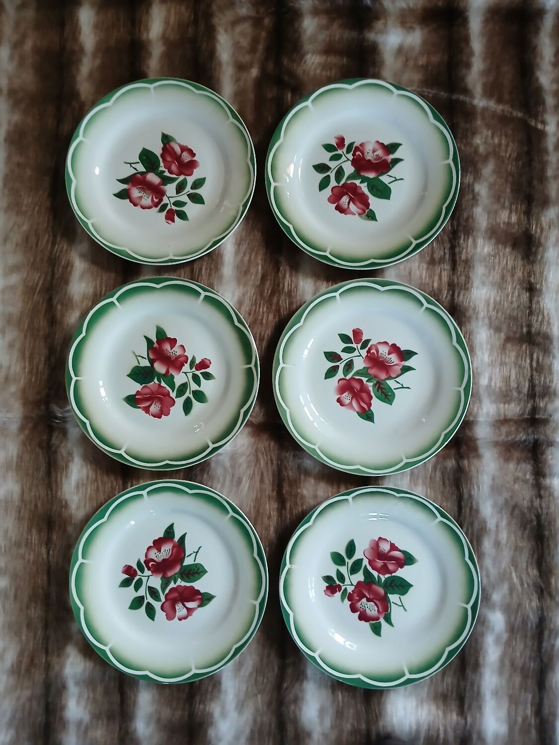 6 antique dessert plates from Digoin and Sarreguemines