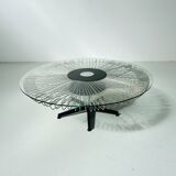 Italian rotating glass and metal coffee table designed for Prada, 1990s.