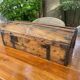 Antique French Wood Iron and Hide Handmade Wood Chest or Trunk