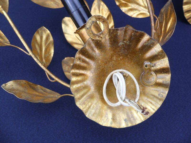 Pair of mourning sconces in gilded sheet metal