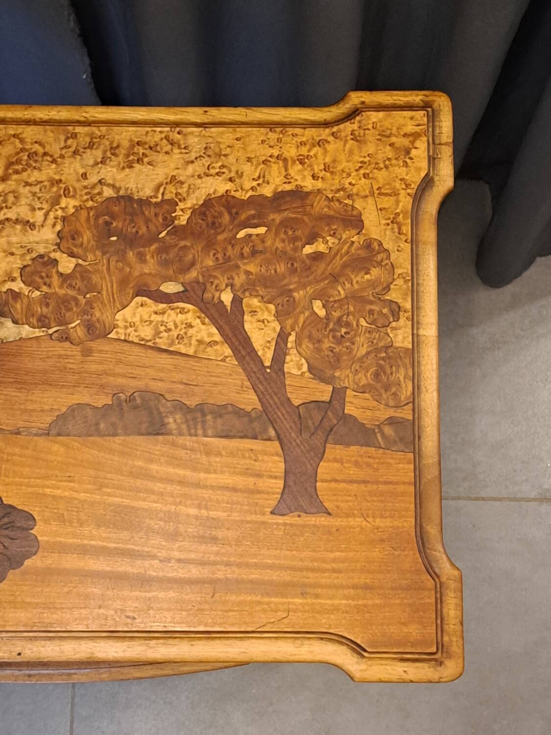 Art Nouveau coffee table with marquetry.
