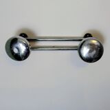 Double wall hook in chrome metal, vintage style.