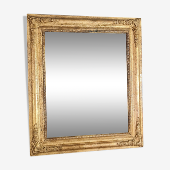 Miroir cadre XIXe siècle bois stuc doré 43x37,5 cm SB